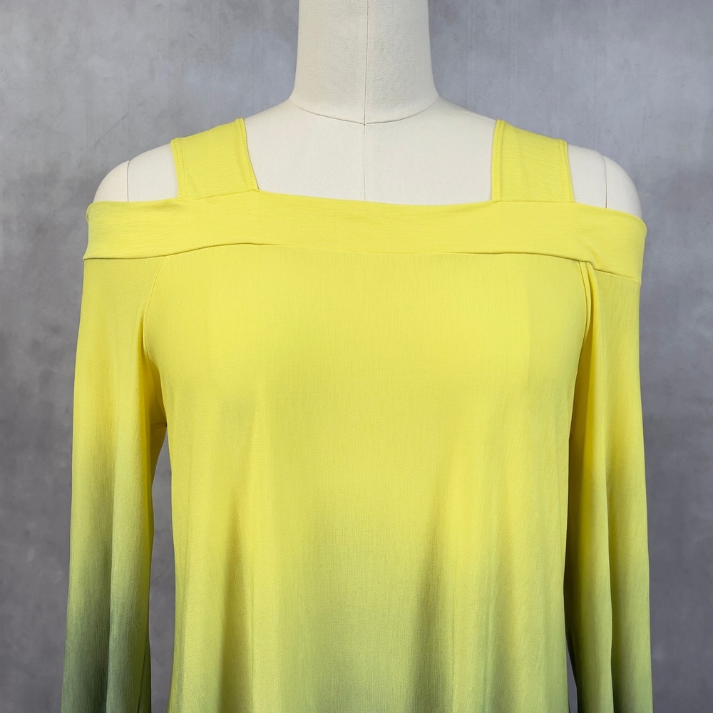 Clara Sun Woo Womens Asymmetrical Tunic Top Medium Ombre Cold Shoulder Artsy - Picture 4 of 12